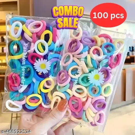100pcs Neon Baby Kids Rubber Band (Pack Of 100)Multicolour Rubber band For women Girls Random design Multicolour - DIOEX