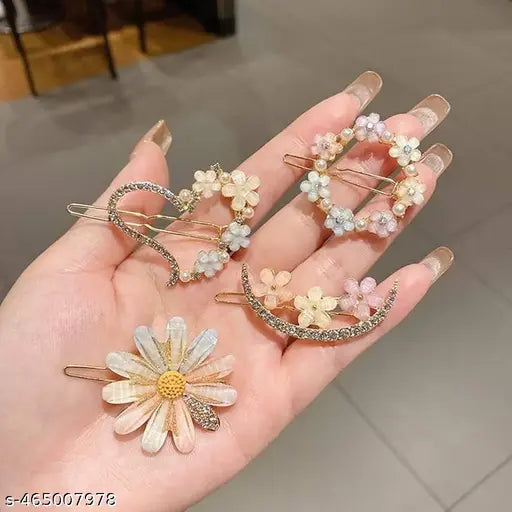 4 Pieces Korean Style Hair Clips for Girls and Women's 1 Pcs Of set