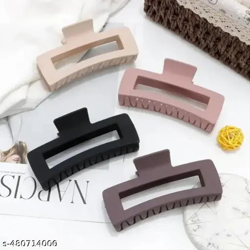 4 Pack Claw Clips for Thick Hair, 3.8" Hair Clips for Women/Girls, Large Hair Claw Clips, Cute Matte Hair Clip, Neutral Hair Claws Strong Claw Hair Clips 2 Styles Hair Accessories - DIOEX