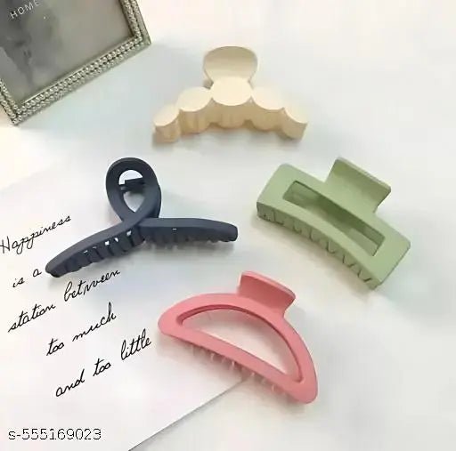 4 Pcs Large Hair matte Claw very strong product for girls and women hair Claw (random colour) - DIOEX