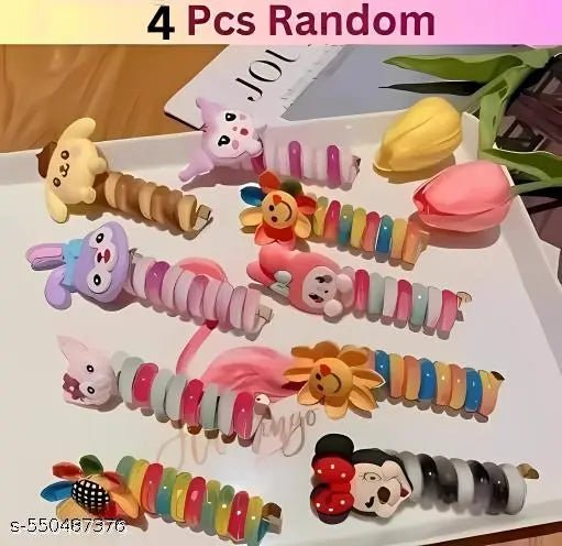 4 pcs Telephone Wire Hair Band for Kids Elastic Spiral Hair Ties for Girls Hair Band (Multicolor) - DIOEX
