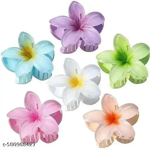 6 Pcs Flower Hair claw Multicolor, Hawaiian Flower Hair Clips for Women, Flower Hair Clips, Floral Claw Clips for women, Beach Tropical Hair Accessories for Girls Multicolor - DIOEX