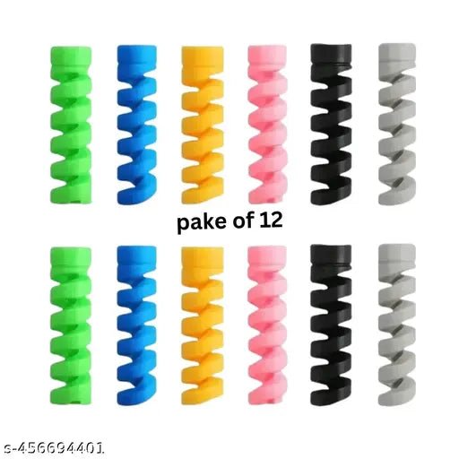 CIPTO Cable Charger Protector, Highly Flexible Spiral Wire USB Protector Sleeve. (Pake of 12) - DIOEX