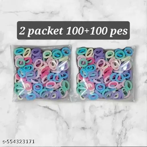 Rubber Band Cotton Hair Rubber Bands (Multicolor 100 Pieces Each combo pck) Elastic Durable Ponytail Holder Hair Ties, Buns Headbands, Accessories for Girls and Women