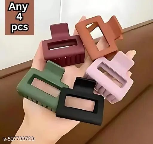 Square shaped matte hair claw clip pack of 4 pcs Abs Plastic - DIOEX